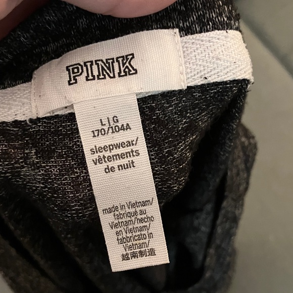 🩷VS Pink cozy htf set rainbow neon logos rare sleep lounge set sz L EUC - Picture 6 of 11